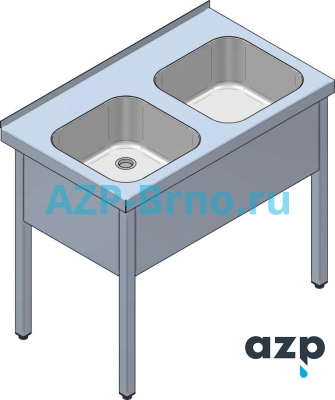Нержавеющий рабочий стол с двойной раковиной SD 03 AZP Brno Чехия (фото, схема)